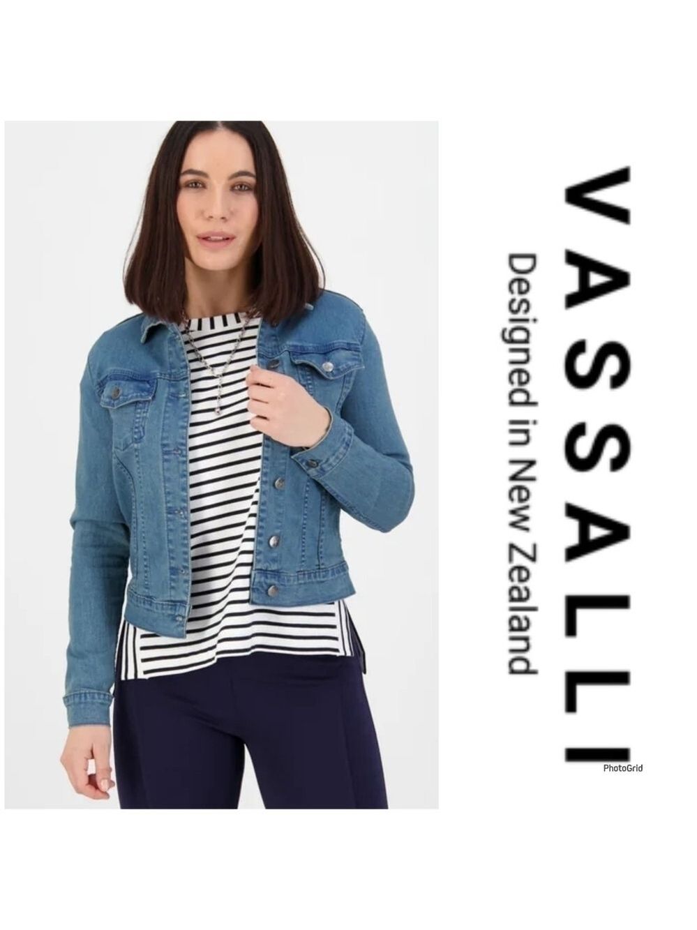 VASSALLI  WASHED DENIM JACKET STRETCH EUC LIKE NEW! SIZE 8 HIGH QUALITY